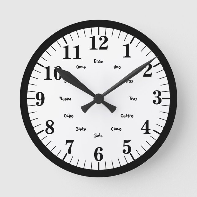 Anglais Espagnol Nombre Horloge Ronde (Recto)