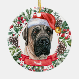 Anglais Mastiff Custom Santa Hat Dog Ornement