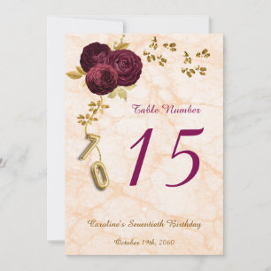 Anglais Rose 70e anniversaire Numéro de table