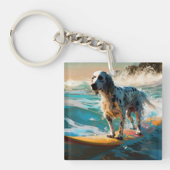 Anglais Setter Beach Surfing Painting (Devant)