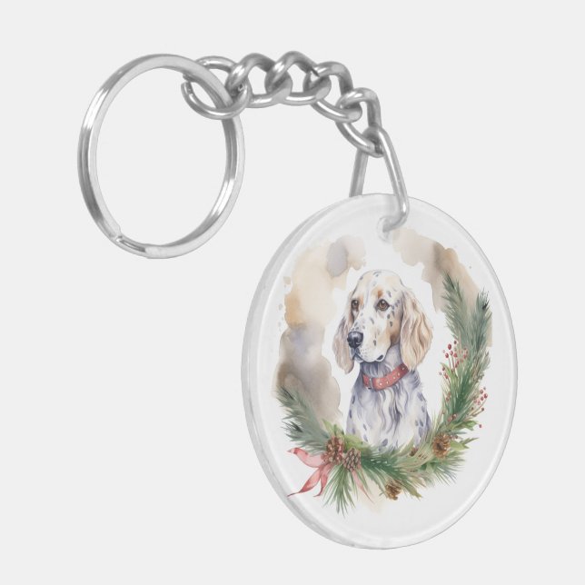 Anglais Setter Christmas Wreath Festive Pup (Devant gauche)