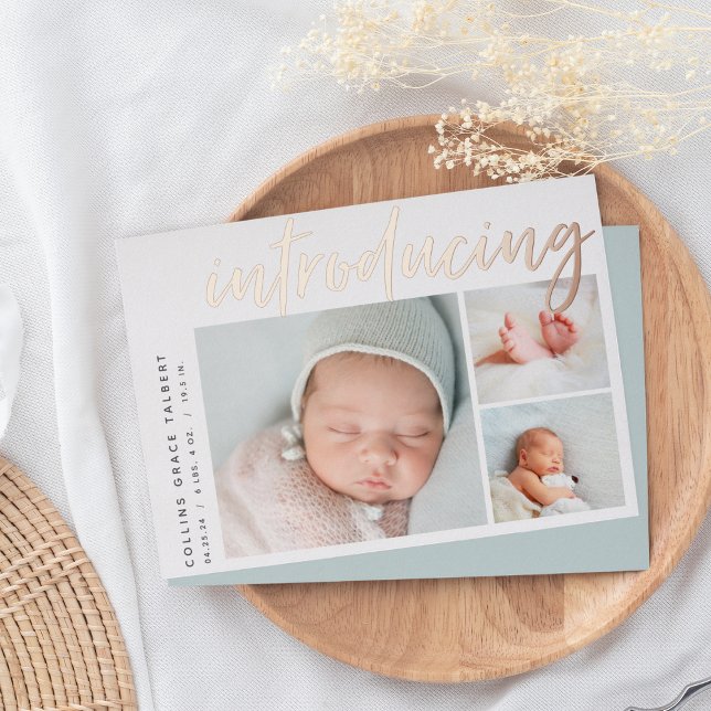 Angle moderne | Trois Faire-part de naissance phot (Créateur téléchargé)