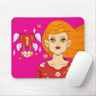 Angle Number One Heart Long Blonde Hair Princess Mouse Pad