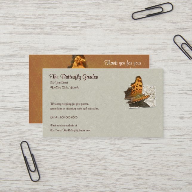Angle Wing Comma Butterfly Series Business Card (Front/Back In Situ)