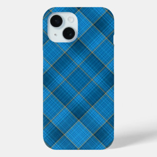 Angled Blue Plaid Pattern iPhone 15 Case