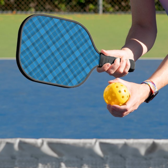 Angled Blue Plaid Pattern  Pickleball Paddle (Insitu)