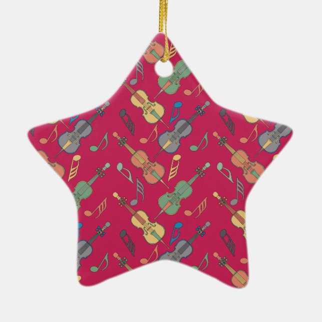 Angled Cellos Ceramic Ornament (Back)