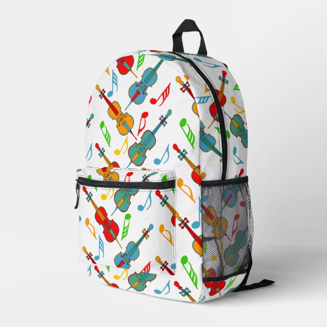 Angled Cellos Printed Backpack (Back Corner Right)