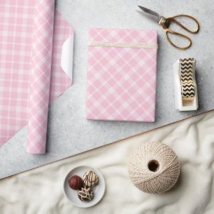 Angled Pink Plaid Pattern Wrapping Paper
