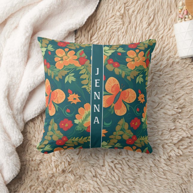 Angled Sunbeam Caterpillar Floral Colour Pattern Throw Pillow (Blanket)