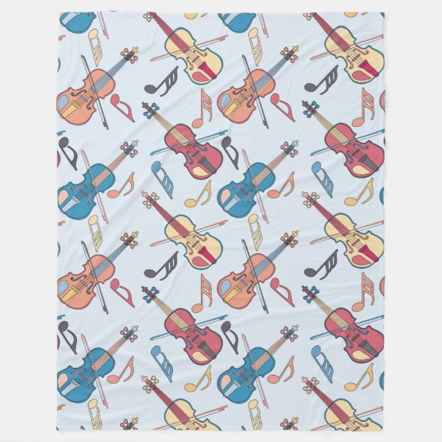Angled Violin and Music Notes Fleece Blanket (Front)