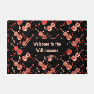 Angled Violins Music Notes Doormat