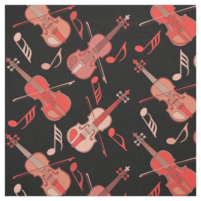 Angled Violins Music Notes Fabric (Swatch)