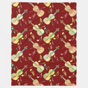 Angled Violins Music Notes  Fleece Blanket