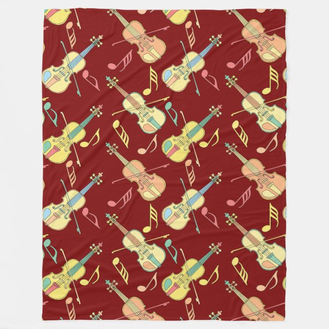 Angled Violins Music Notes  Fleece Blanket (Front)