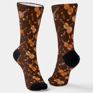 Angled Violins Music Notes Neck Tie Socks