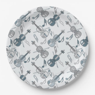 Angled Violins Music Notes Paper Plate
