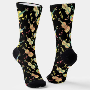 Angled Violins Music Notes  Socks
