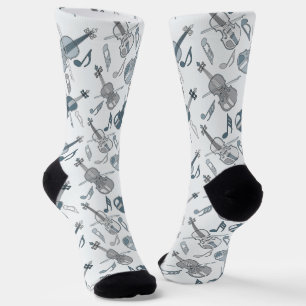 Angled Violins Music Notes Socks