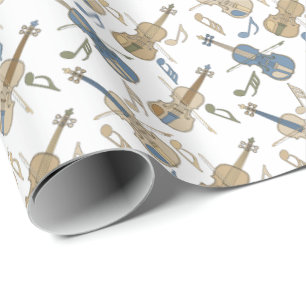  Angled Violins Music Notes Wrapping Paper