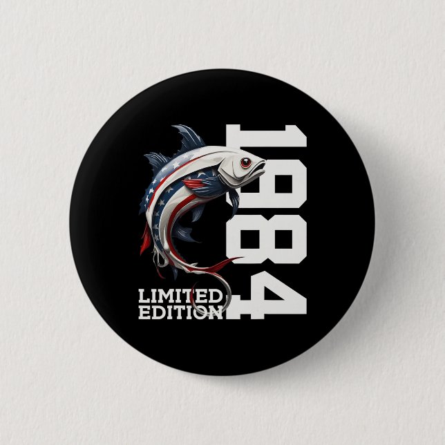 Angler 41st Birthday Fishing Limited Edition 1984  2 Inch Round Button (Front)