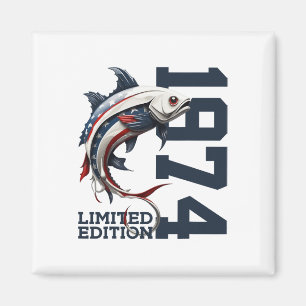 Angler 52nd Birthday Fishing Limited Edition 1974  Magnet