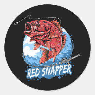 angler-fish-red-snapper-fisherman-artwork-vector classic round sticker