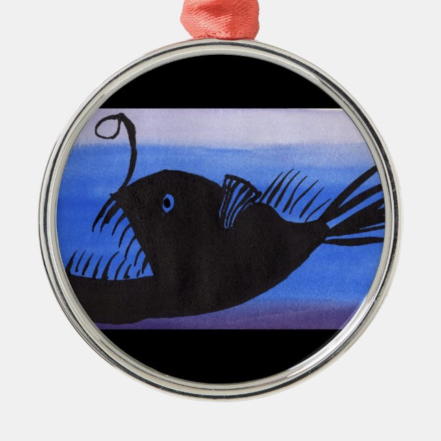 Angler Fish Silhouette Metal Ornament (Front)