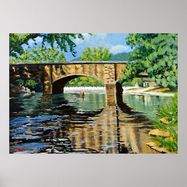 Angler Fishing for Trout Poster (Front)