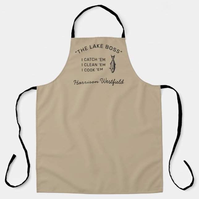 Angler Fishing Humour Personalized Khaki Apron (Front)