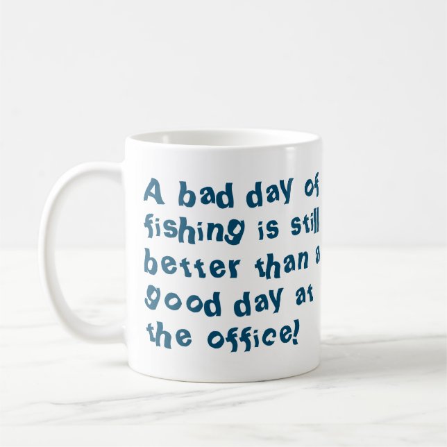Angler or Fisherman Gift with Fishing Quotation Coffee Mug (Left)