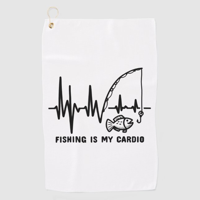 Angler’s Pulse – Fishing is My Cardio Tee Golf Towel (Front)