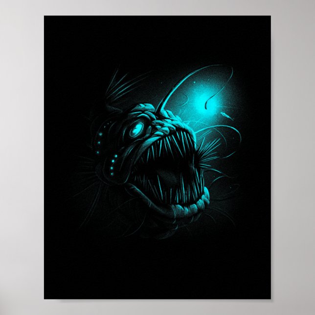 Anglerfish Deep Sea Creatures Angler Fish Ocean Se Poster (Front)