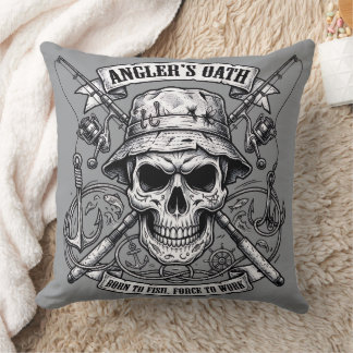 Angler's Oath – Born to Fish, Forced to Work Throw Pillow