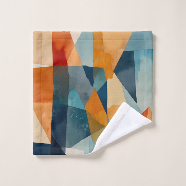 Angles Abstraits de bleu et d'orange (Gant de toilette)