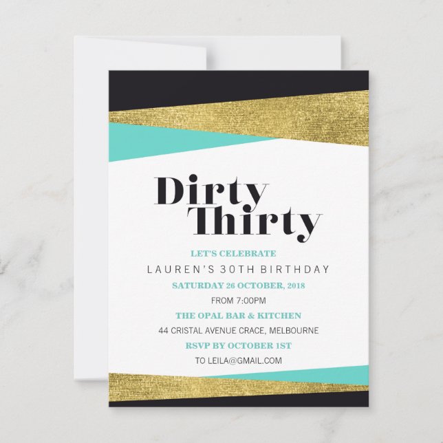 Angles Dirty Thirty Invitation (Front)