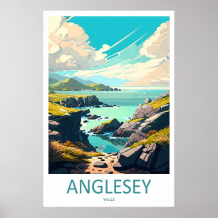 Anglesey Pays de Galles Affiche de voyage Vintage