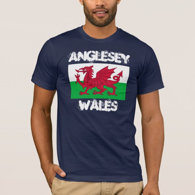 Anglesey, Wales with Welsh flag T-Shirt (Front)