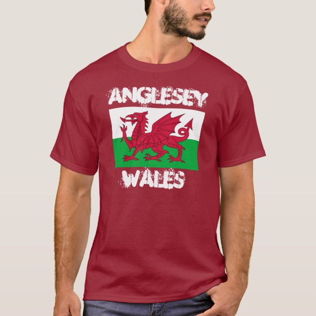 Anglesey, Wales with Welsh flag T-Shirt (Front)