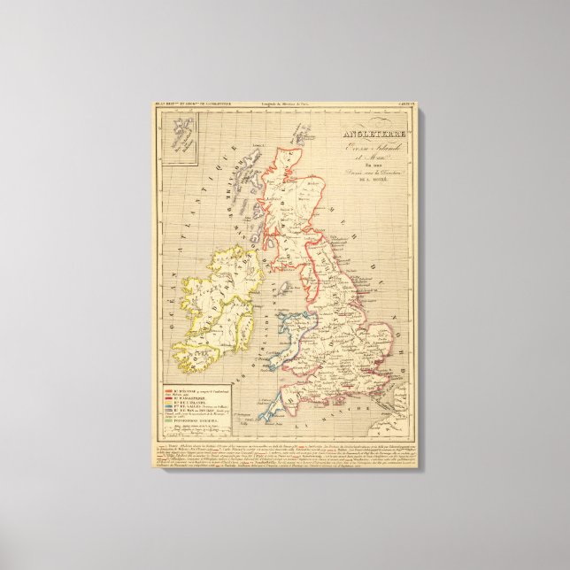 Angleterre, Ecosse, Irlande et Man en 1100 Canvas Print (Front)