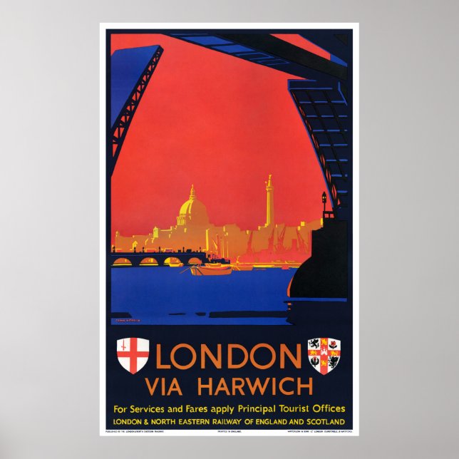 Angleterre London Poster Vintage voyage restauré (Devant)
