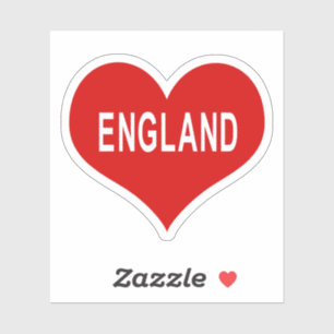 ANGLETERRE Red Love Heart Vinyl Sticker