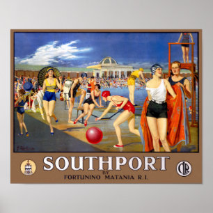 Angleterre Southport restauré Poster Vintage voyag