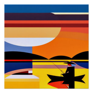 Angling at sunset poster