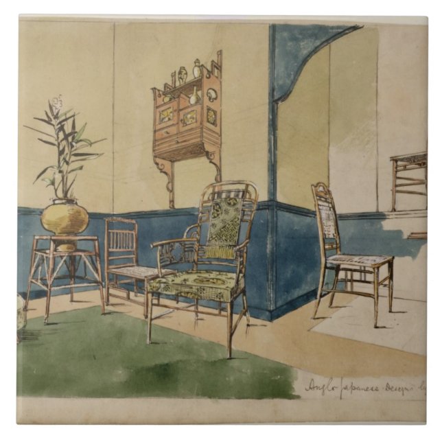 Anglo-Japanese Designs, c.1860 (pen & black ink & Tile (Front)