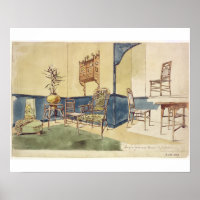 Anglo Japanese style furniture designs by Edward W