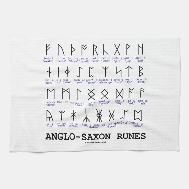 Anglo-Saxon Runes (Linguistics Cryptography) Kitchen Towel (Horizontal)