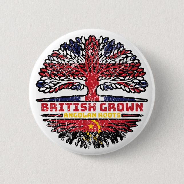 Angola Angolan Uk United Kingdom British Tree 2 Inch Round Button (Front)