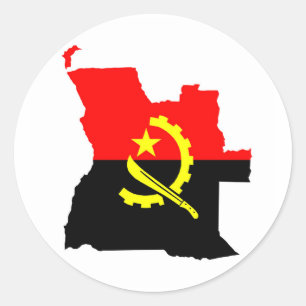 angola country flag map shape symbol silhouette classic round sticker