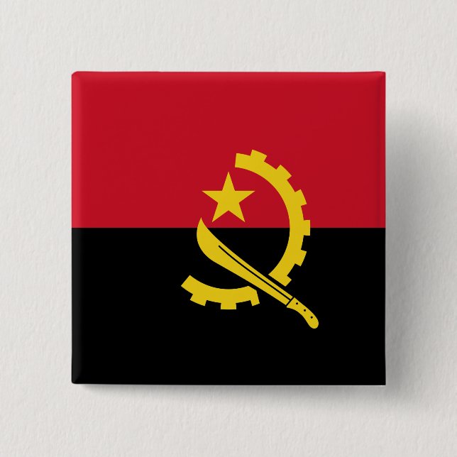 Angola Flag 2 Inch Square Button (Front)